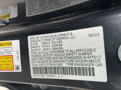 2024 Honda Accord EX - MOONROOF / APPLE CARPLAY