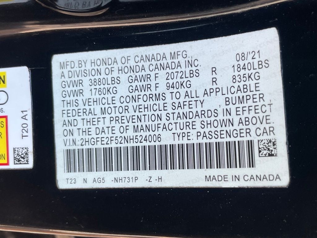 2022 Honda Civic Sport - 37 MPG / APPLE CARPLAY