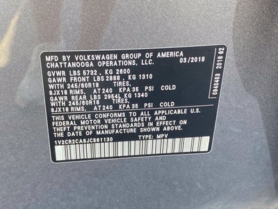 2018 Volkswagen Atlas 3.6L V6 SE