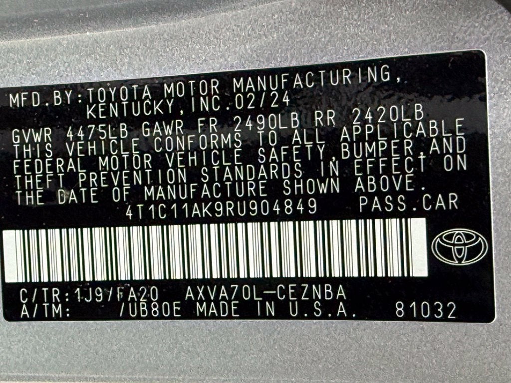 2024 Toyota Camry LE - CARFAX ONE OWNER
