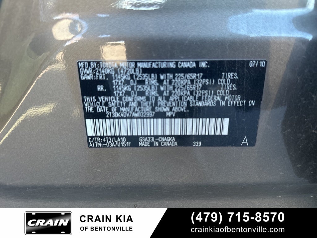 2010 Toyota RAV4 Limited - 4WD / V6 / SUNROOF / CLEAN CARFAX