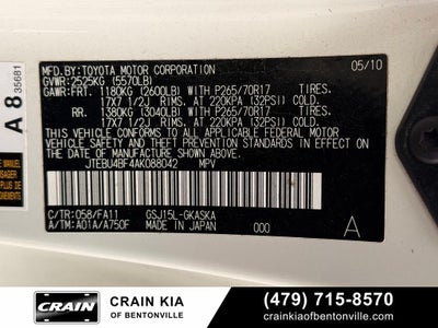 2010 Toyota FJ Cruiser Base - 4WD / CLEAN CARFAX