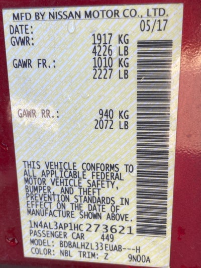 2017 Nissan Altima 2.5 SR LOW PAYMENTS