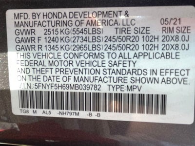 2021 Honda Pilot Touring 7 Passenger / 3RD ROW